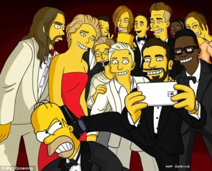 Il selfie da Oscar secondo i Simpsons 