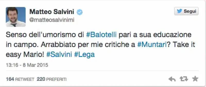 salvini replica a balotelli