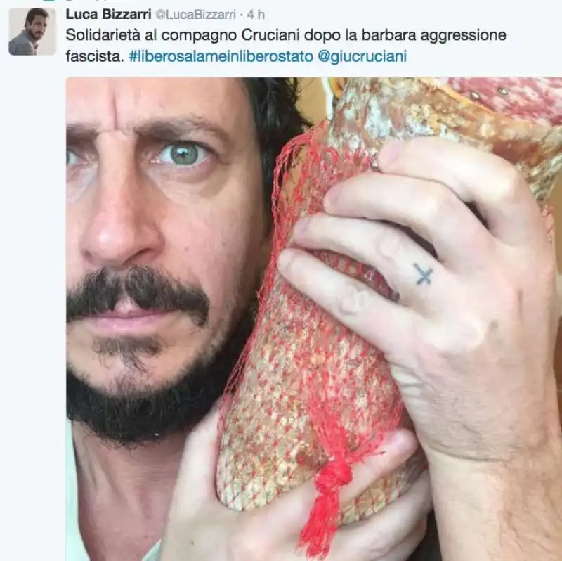 luca bizzarri solidarieta con cruciani e il suo salame