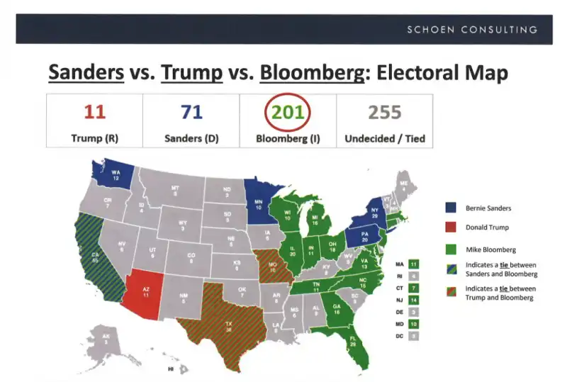 UNA MAPPA IN CASO DI BLOOMBERG TRUMP SANDERS