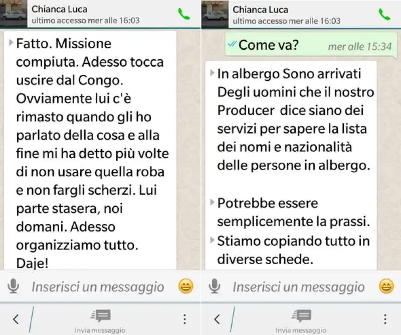 I MESSAGGI DI LUCA CHIANCA REPORT