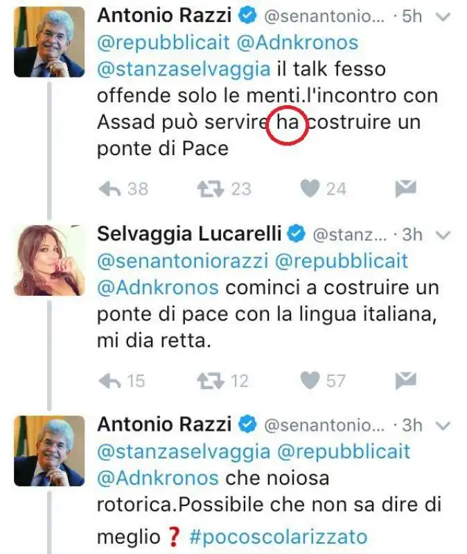 SCAZZO TRA ANTONIO RAZZI E SELVAGGIA LUCARELLI PER IL SELFIE CON ASSAD