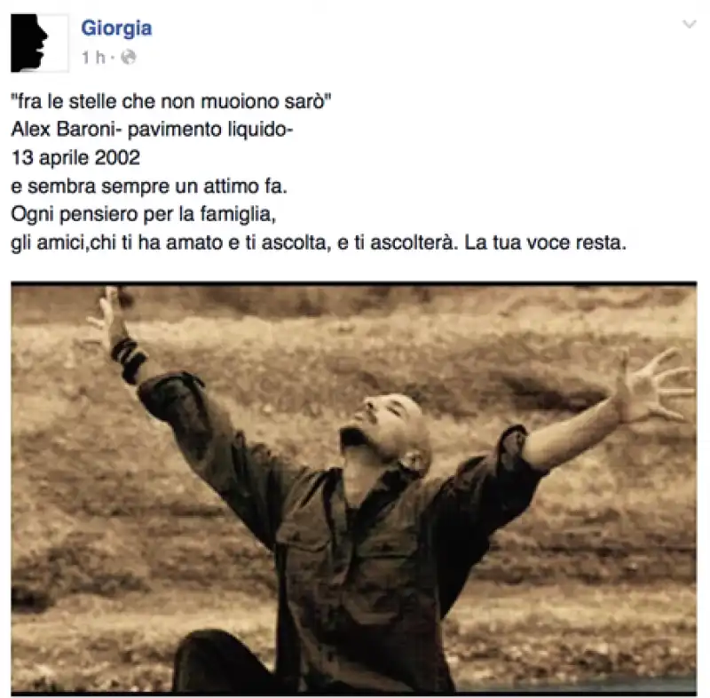 giorgia dedica ad alex baroni