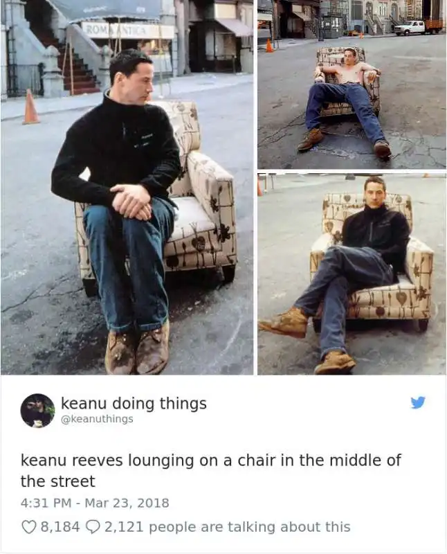 keanu reeves in mezzo alla strada