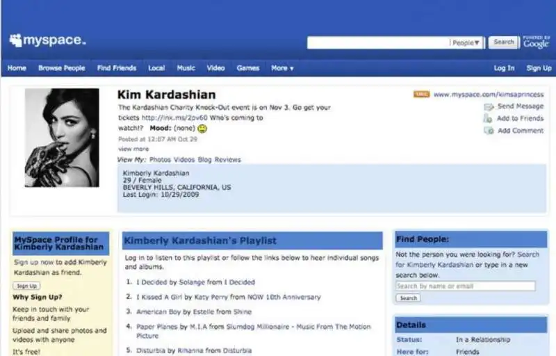 kim kardashian su myspace