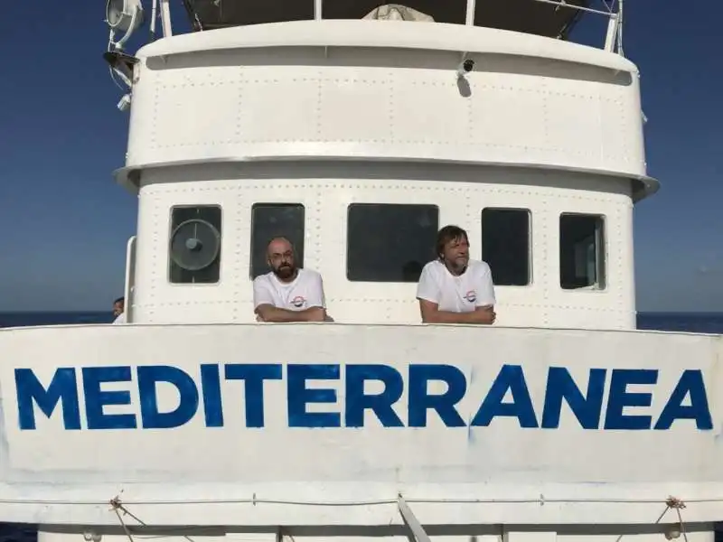 luca casarini a bordo della nave jonio di mediterranea