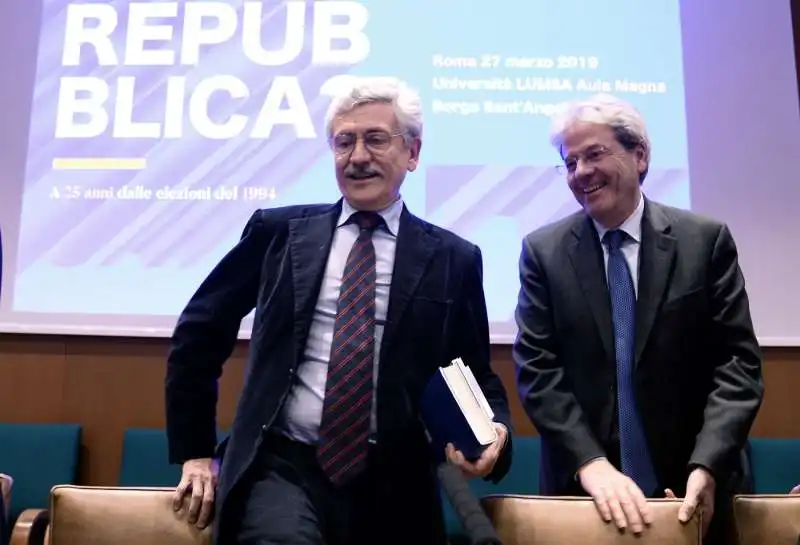 massimo d'alema e paolo gentiloni alla lumsa per il convegno sulla seconda repubblica