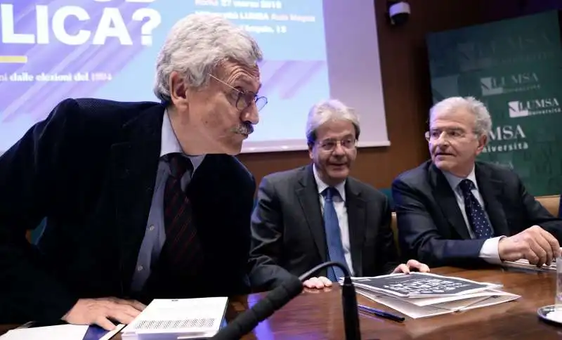 massimo d'alema paolo gentiloni fabrizio cicchitto alla lumsa per il convegno sulla seconda repubblica