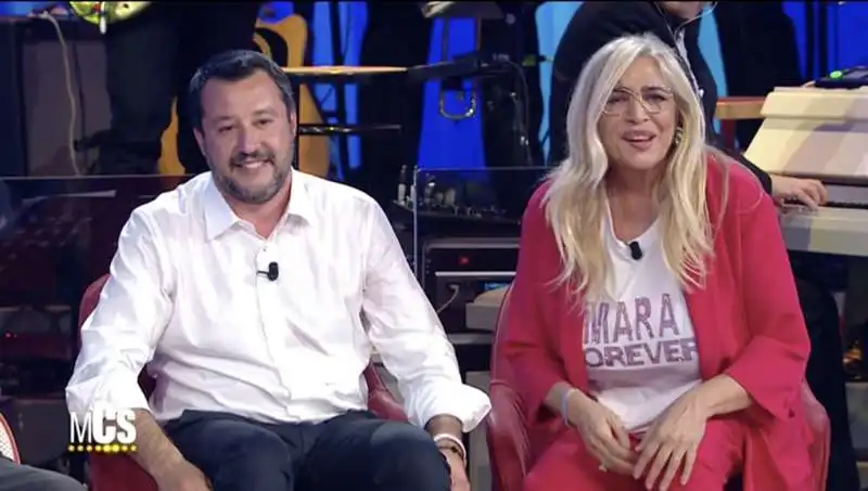 matteo salvini mara venier al maurizio costanzo show