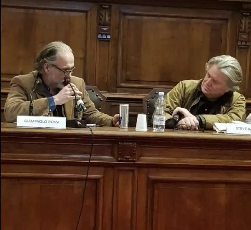 steve bannon alla biblioteca angelica di roma con giampaolo rossi