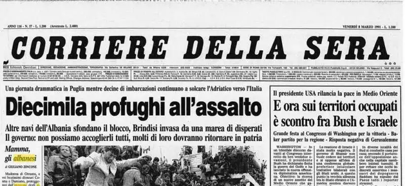 02 prima pagine sull arrivo degli albanesi