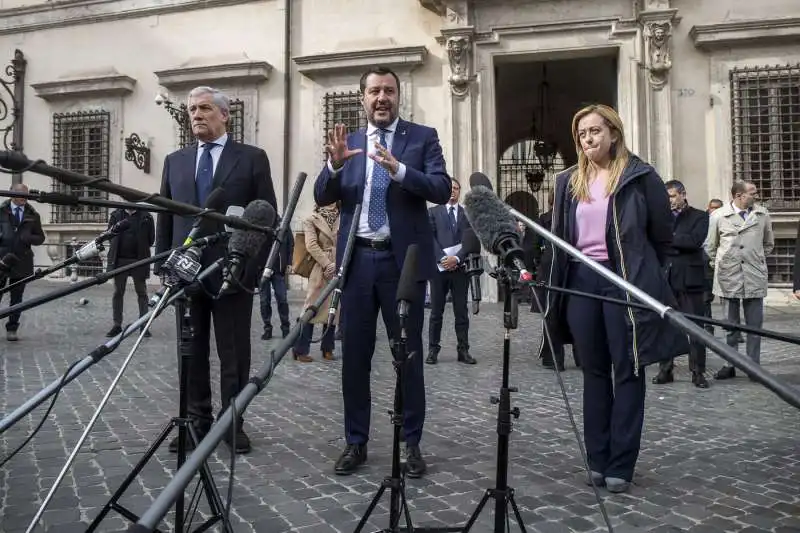 ANTONIO TAJANI, MATTEO SALVINI E GIORGIA MELONI