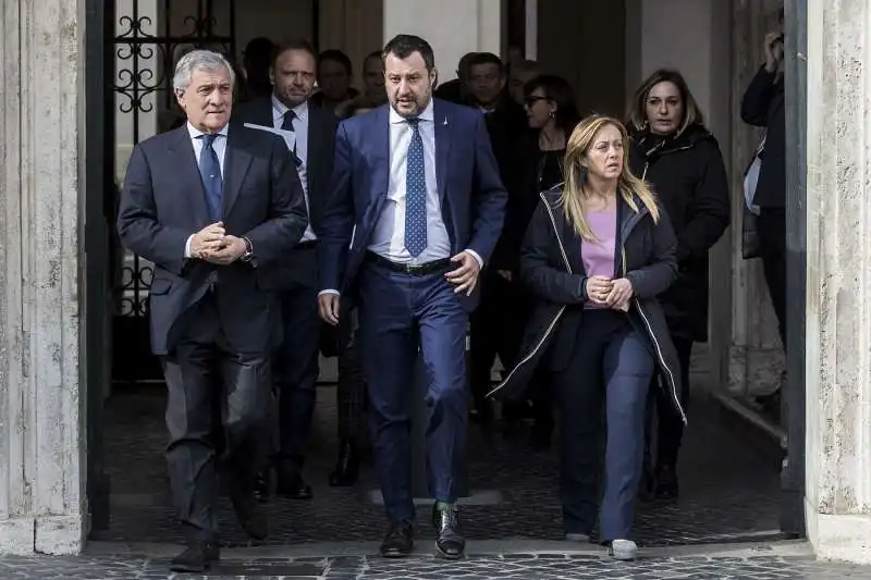 ANTONIO TAJANI, MATTEO SALVINI E GIORGIA MELONI