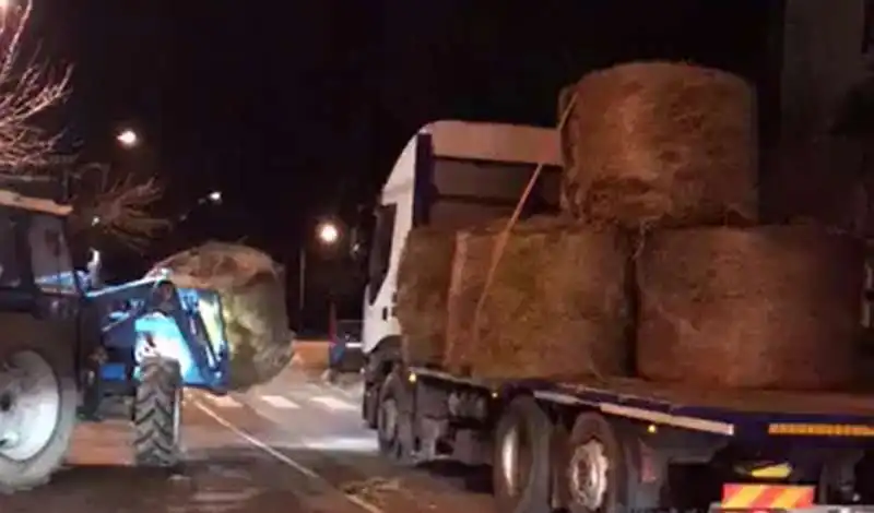 balle di fieno per bloccare le strade a monteleone di puglia 3