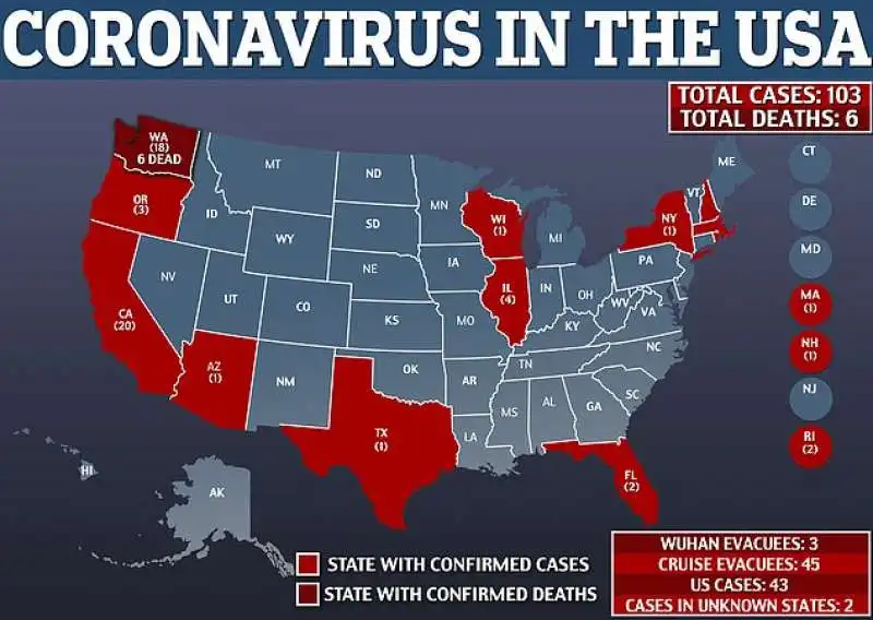 coronavirus negli usa   3 marzo 2020