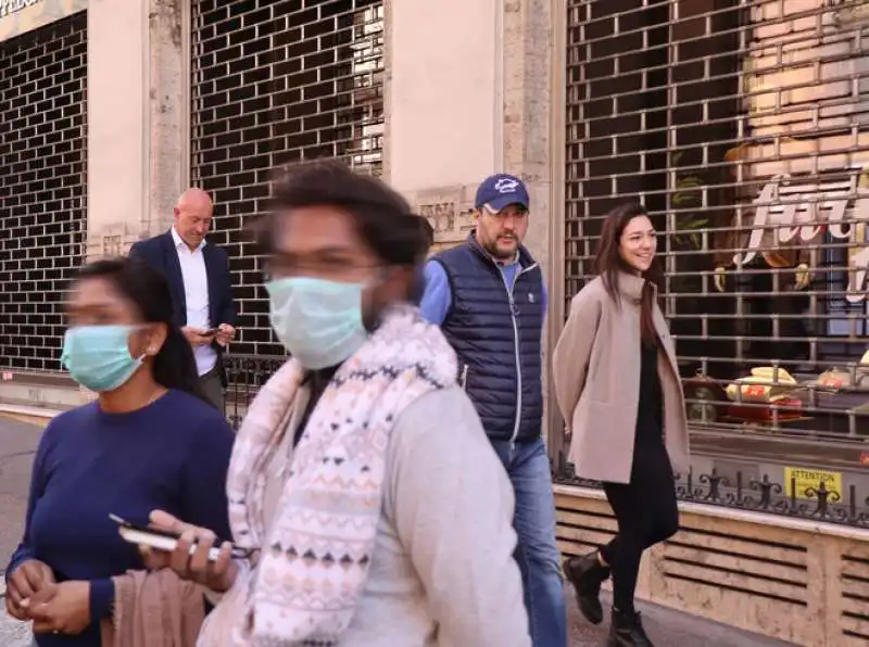 CORONAVIRUS - SALVINI A SPASSO PER ROMA CON FRANCESCA VERDINI 