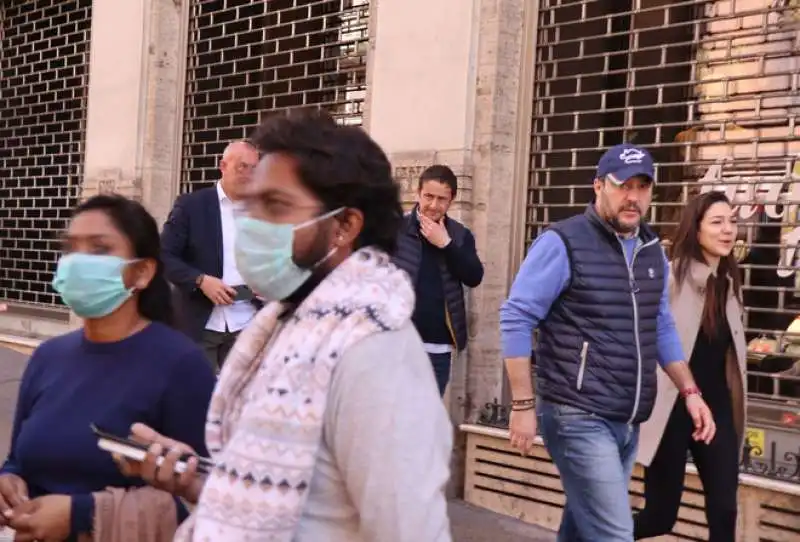 CORONAVIRUS - SALVINI A SPASSO PER ROMA CON FRANCESCA VERDINI   