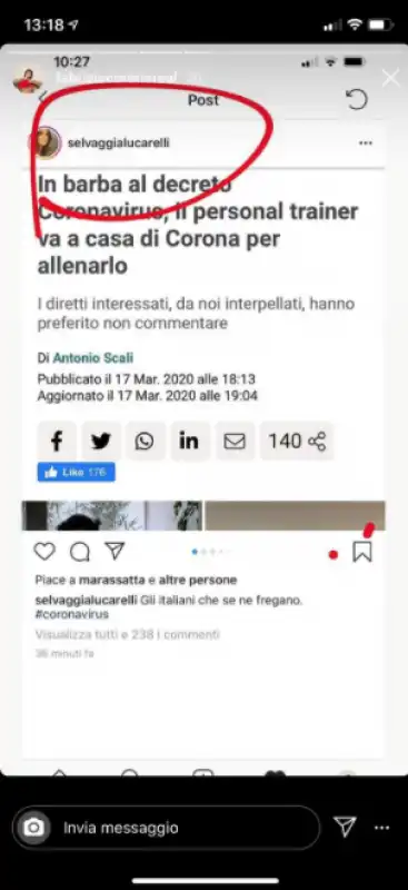 FABRIZIO CORONA VS SELVAGGIA PER LE STORIES DALLA QUARANTENA