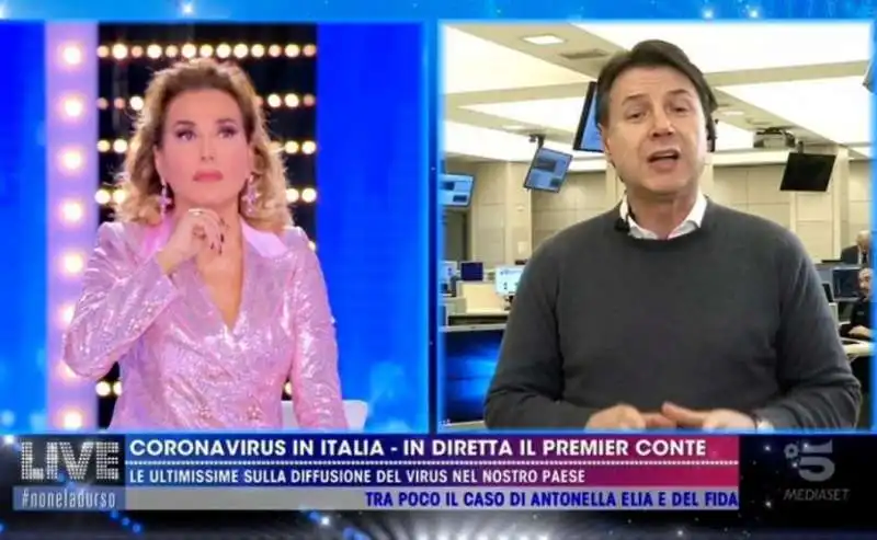 giuseppe conte dalla d'urso durante l'emergenza coronavirus