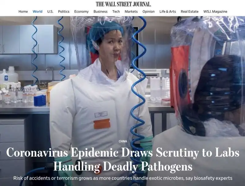 L'ARTICOLO DEL WALL STREET JOURNAL SUL CORONAVIRUS E IL LABORATORIO DI WUHAN