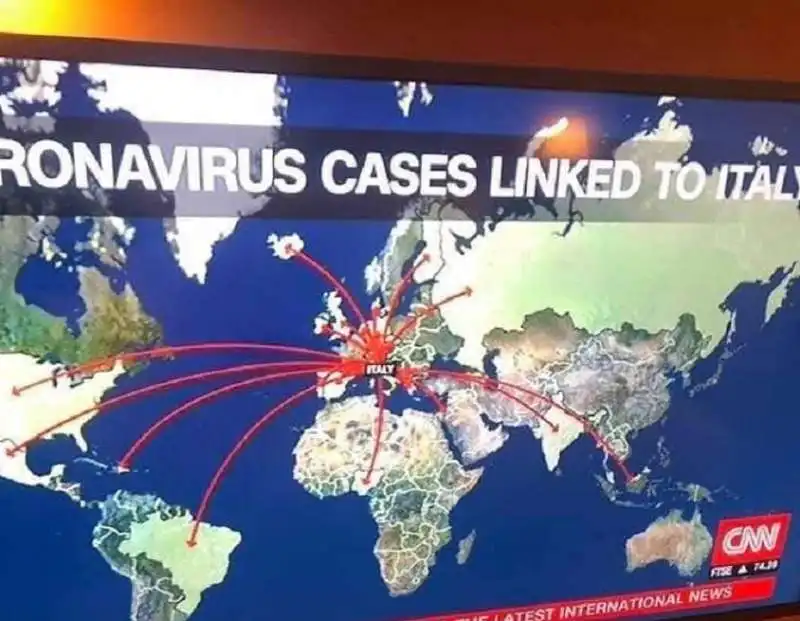 la mappa della cnn sui casi di coronavirus connessi all'italia