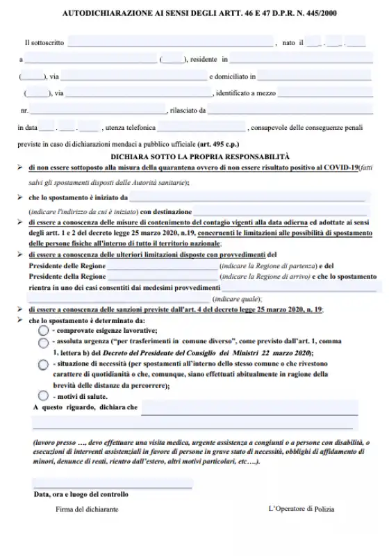 NUOVO MODULO AUTOCERTIFICAZIONE