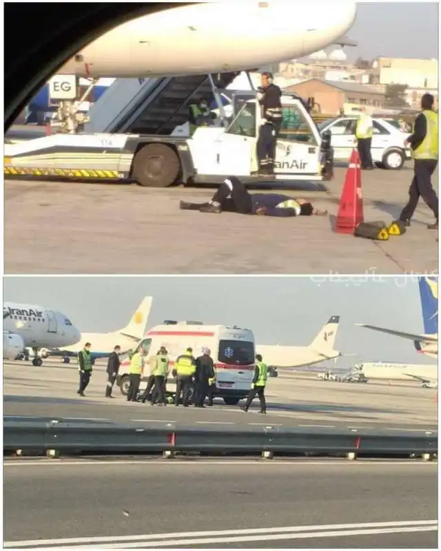 una persona collassa in aeroporto in iran