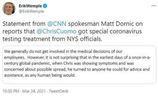 commento del portavoce della cnn sullo scandalo cuomo tamponi