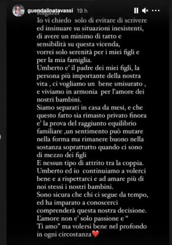 GUENDALINA TAVASSI SVELA LA FINE DELLA STORIA CON UMBERTO DAPONTE