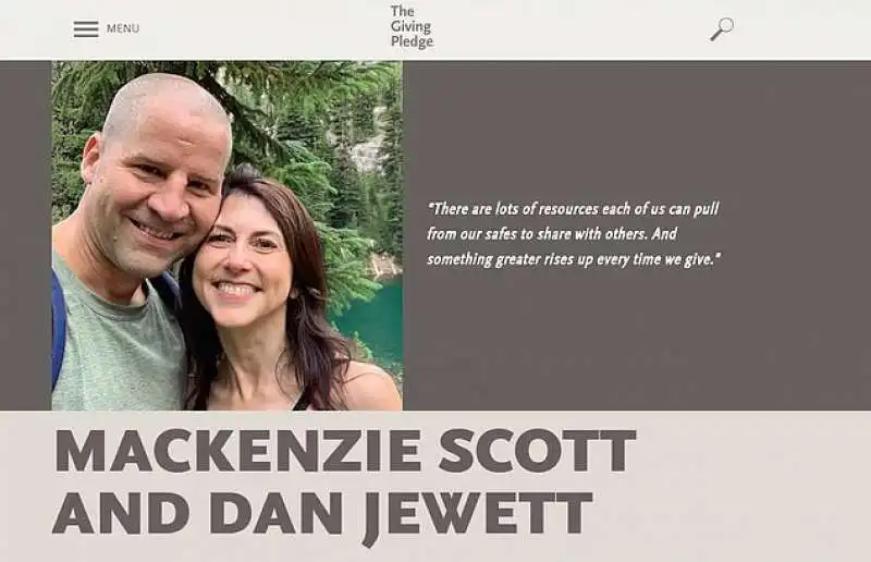 il post di mackenzie scott e dan jewtt su giving pledge 