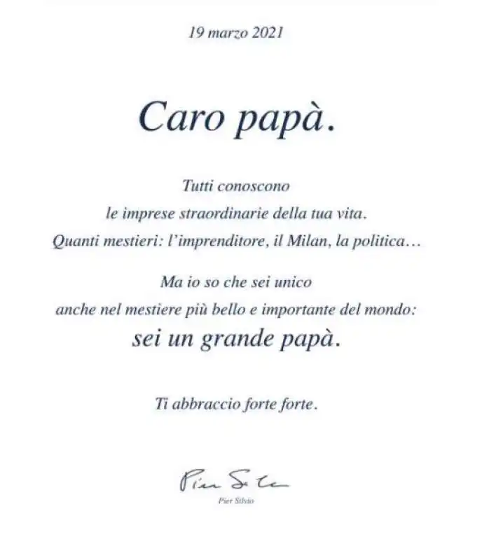 LA PAGINA COMPRATA DA PIER SILVIO BERLUSCONI SUI GIORNALI PER LA FESTA DEL PAPA'