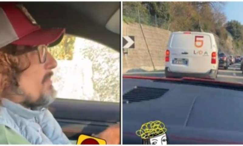 alessandro borghese bloccato in coda in autostrada