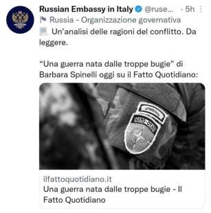 AMBASCIATA RUSSA IN ITALIA RILANCIA L ARTICOLO DI BARBARA SPINELLI