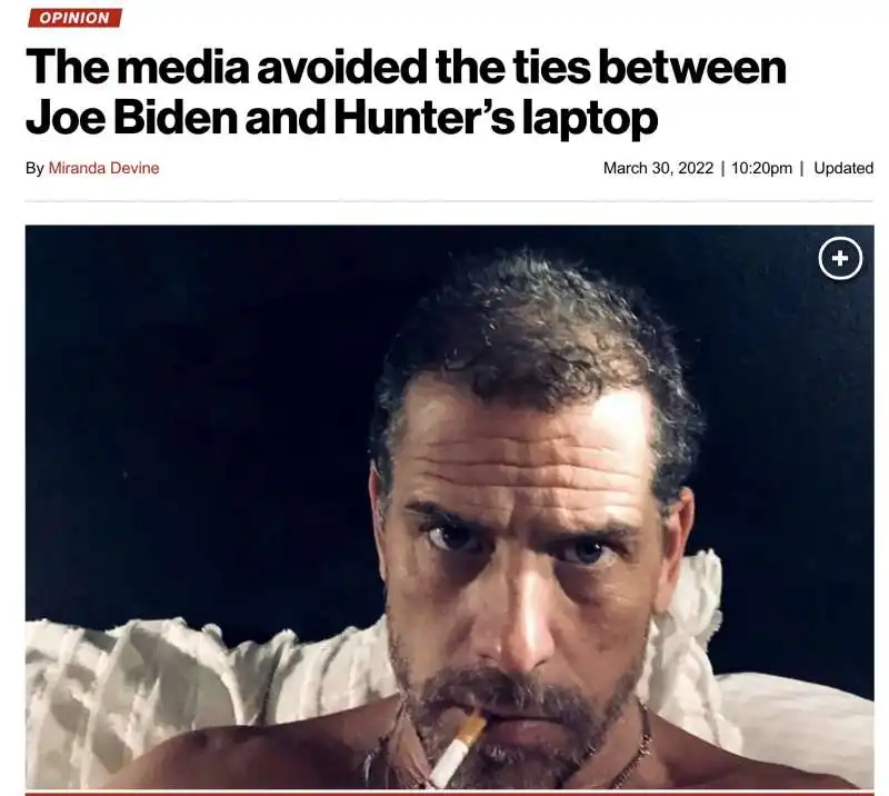 articolo del new york post  sui media liberal che si svegliano dopo 18 mesi sul caso di hunter biden 