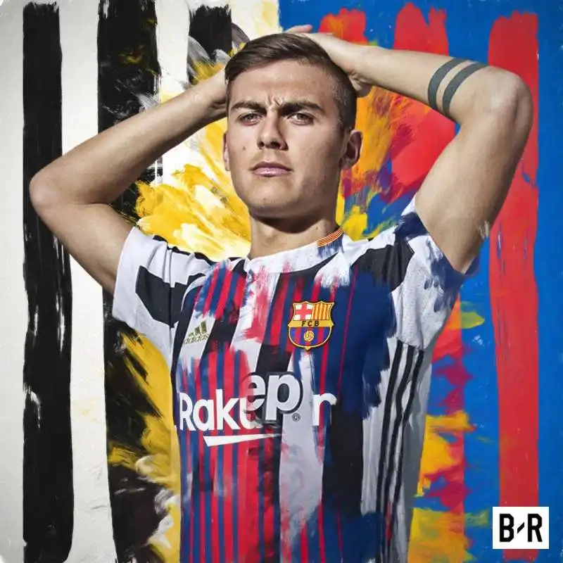 fotomontaggio di dybala con la maglia del barcellona 3