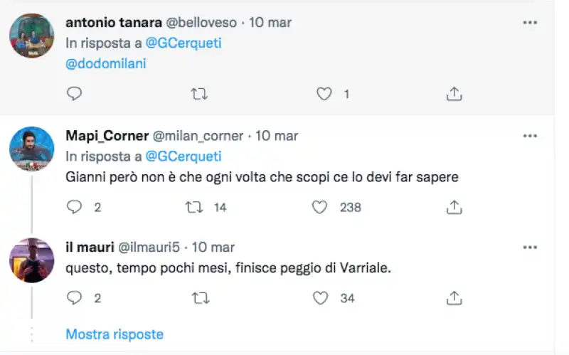 gianni cerqueti tweet commenti