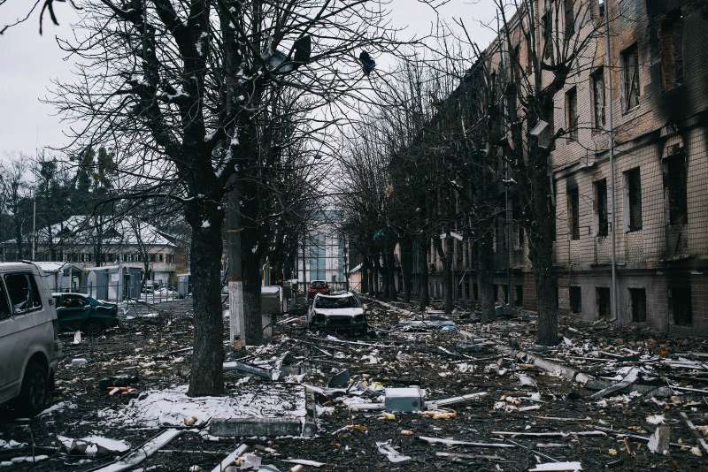 i detriti ricoprono le strade di brovary il 1 marzo, maxim dondyuk