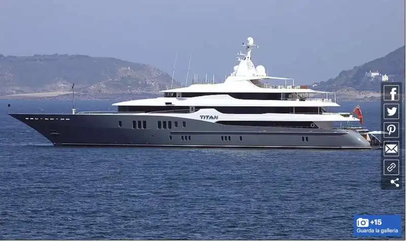 il mega-yacht Titan, del valore di 100 milioni di dollari. È di proprietà di Alexander Abramov, un magnate dell'acciaio