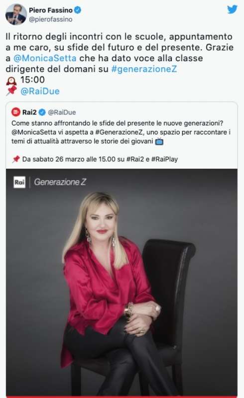 il tweet di piero fassino sulla trasmissione di monica setta