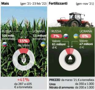 ITALIA - LE IMPORTAZIONI DI MAIS E FERTILIZZANTI DA RUSSIA E UCRAINA