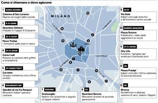 la mappa delle 13 baby gang a milano