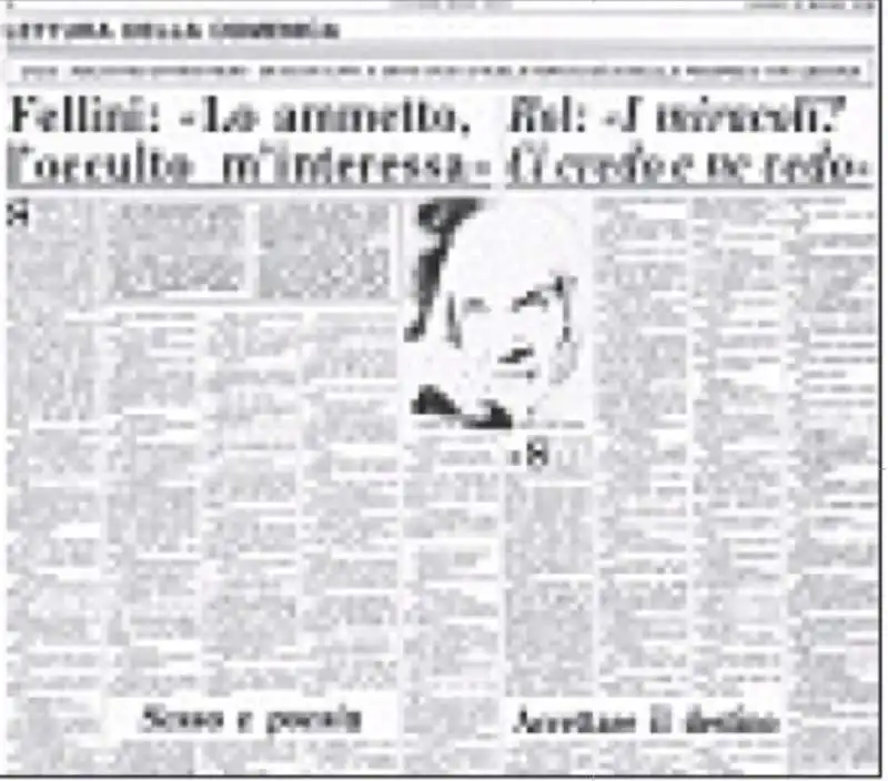 la pagina del corriere della sera dedicata a un dialogo fellini rol   31 dicembre 1978. 