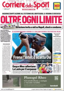 LA PRIMA PAGINA DEL CORRIERE DELLO SPORT