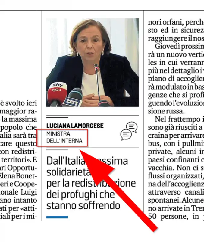 la stampa   ministra dell'interna