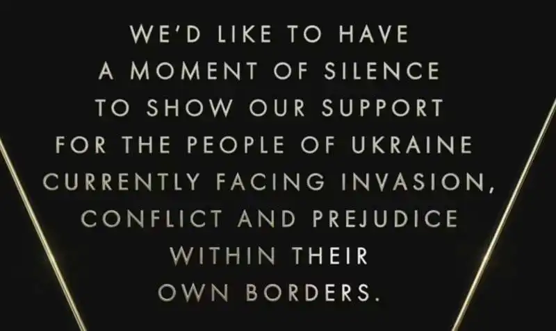 minuto di silenzio per l ucraina agli oscar 