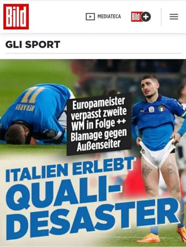 prima pagina della bild dopo italia macedonia