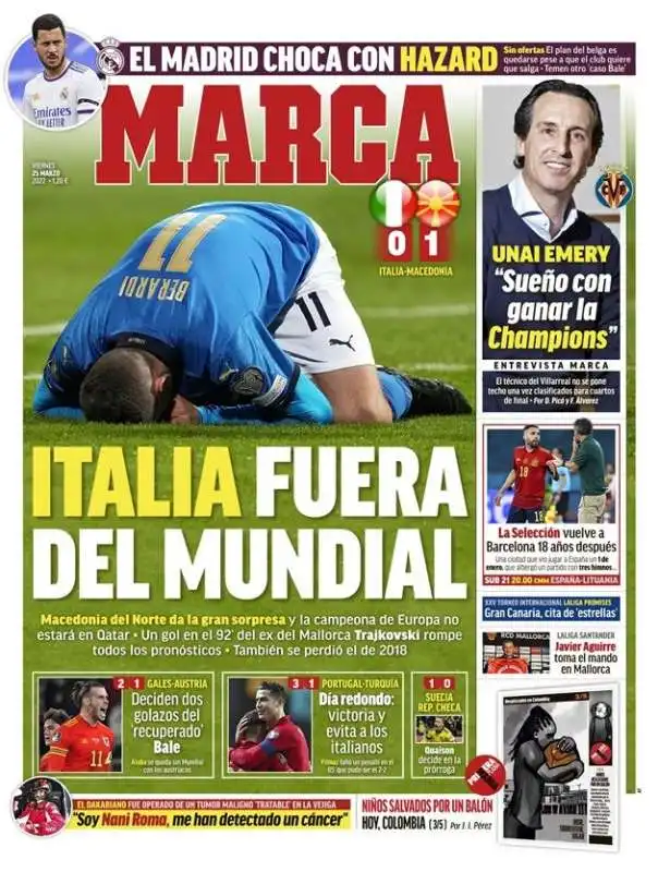 prima pagina di marca dopo italia macedonia