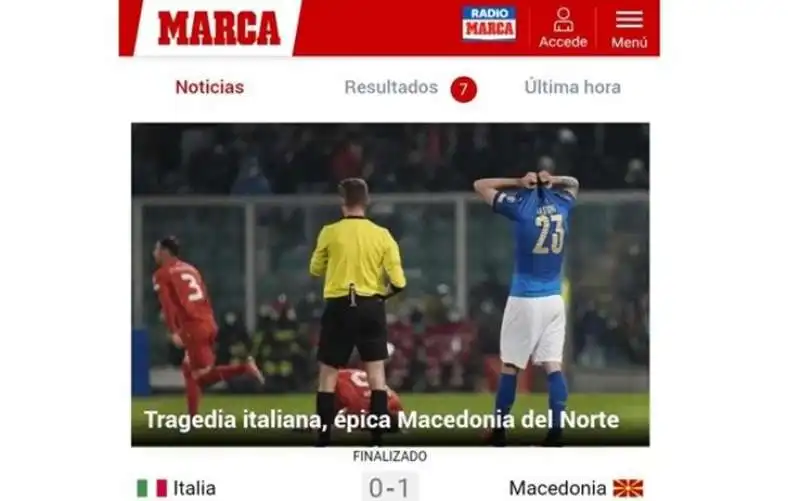 prima pagina di marca online dopo italia macedonia