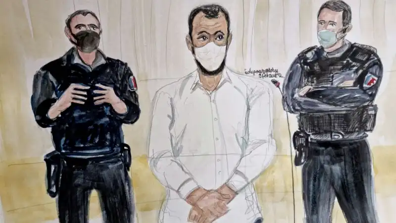 raffigurazioni di salah abdeslam a processo 1