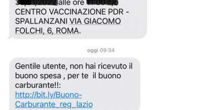 TRUFFA SMS BUONI BENZINA SPESA REGIONE LAZIO